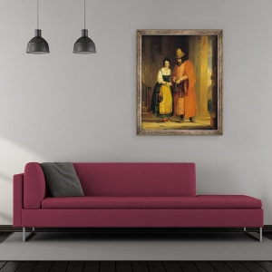 Tablou inramat - Gilbert Stuart Newton - Shylock si Jessica din Negustorul Venetiei, Actul II, Scena ii, 50 x 60 cm - Img 2