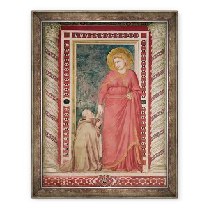 Tablou inramat - Giotto di Bondone - Episcopul Pontano ingenuncheaza in fata Sfintei Maria Magdalene, Capela Magdalena, 70 x 90 cm