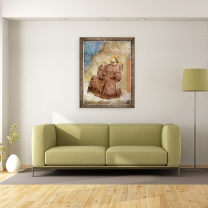Tablou inramat - Giotto di Bondone - Sfantul Francisc primind stigmata, detaliu al Sfantului Francisc, 70 x 90 cm - Img 2