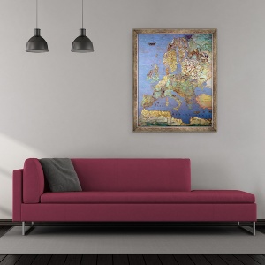 Tablou inramat - Giovanni de' Vecchi - Harta Europei secolului al XVI-lea, 50 x 60 cm - Img 2