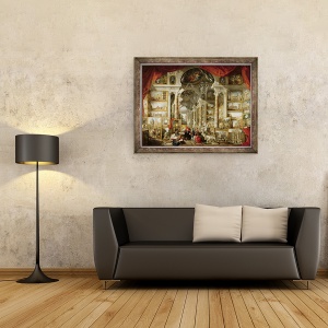 Tablou inramat - Giovanni Paolo Pannini - Galerie cu vedere la Roma Moderna, 60 x 80 cm - Img 2