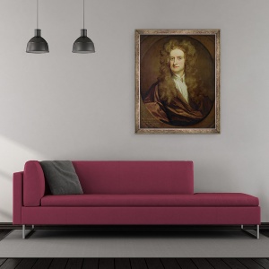 Tablou inramat - Godfrey Kneller - Portretul lui Isaac Newton 1642-1727 1702, 50 x 60 cm - Img 2