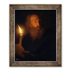 Tablou inramat - Godfried Schalken - Omul cu o lumanare efect de lumina artificiala, 50 x 60 cm