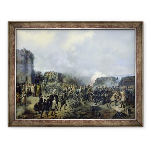Tablou inramat - Grigory Shukayev - Batalia franceza-rusa de la Malakhov Kurgan in 1855, 60 x 80 cm