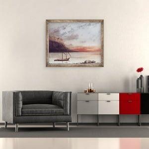 Tablou inramat - Gustave Courbet - Apus de soare peste Lacul Leman, 70 x 85 cm - Img 2