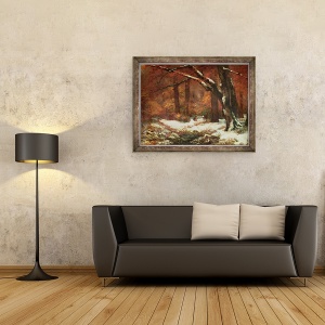 Tablou inramat - Gustave Courbet - Caprioara se retrage, 70 x 90 cm - Img 2