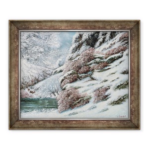 Tablou inramat - Gustave Courbet - Cerb intr-un peisaj cu zapada, 50 x 60 cm