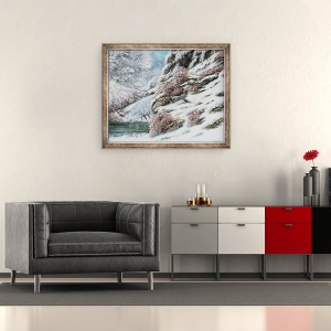 Tablou inramat - Gustave Courbet - Cerb intr-un peisaj cu zapada, 50 x 60 cm - Img 2