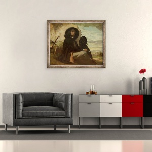 Tablou inramat - Gustave Courbet - Courbet cu cainele sau negru, 50 x 60 cm - Img 2