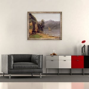 Tablou inramat - Gustave Courbet - Vedere la Lacul Leman, 70 x 85 cm - Img 2