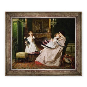 Tablou inramat - Gustave Leonard de Jonghe - Dragoste materna, 50 x 60 cm