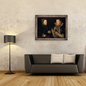 Tablou inramat - Hans Eworth - Lady Mary Nevill si fiul ei Gregory Fiennes, 60 x 80 cm - Img 2