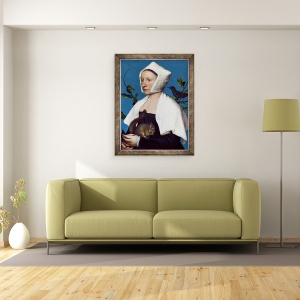 Tablou inramat - Hans Holbein the Younger - Doamna cu o veverita si un Starling, 70 x 90 cm - Img 2