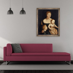 Tablou inramat - Hans Holbein the Younger - Portretul sotiei artistului cu cei doi copii mai in varsta, 50 x 60 cm - Img 2