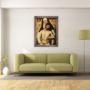 Tablou inramat - Hans Memling - Omul de durere in bratele Fecioarei, 60 x 80 cm - Img 2