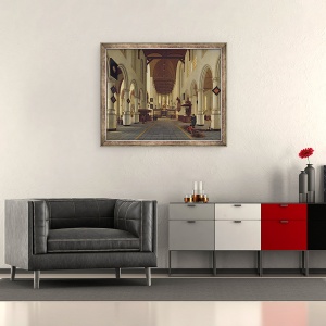 Tablou inramat - Hendrik Cornelisz. van Vliet - Interiorul Oude Kerk, Delft, 50 x 60 cm - Img 2