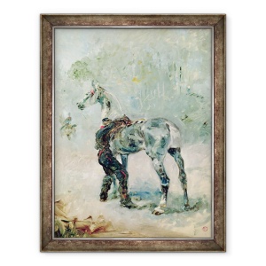 Tablou inramat - Henri de Toulouse-Lautrec - Artilerist isi pune saua pe cal, 60 x 80 cm