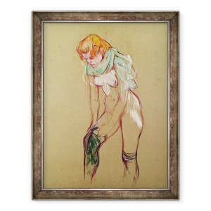 Tablou inramat - Henri de Toulouse-Lautrec - Femeia tragand in sus ciorapul ei, 70 x 90 cm
