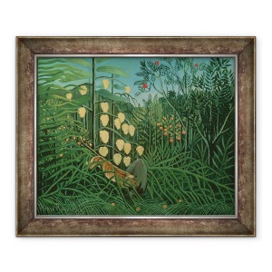 Tablou inramat - Henri J.F. Rousseau - Padurea tropicala - Luptand tigru si bivol, 50 x 60 cm