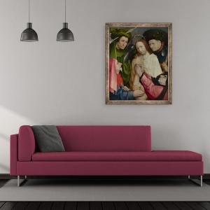 Tablou inramat - Hieronymus Bosch - Hristos a batjocorit incoronarea cu spini c.1490-1500, 50 x 60 cm - Img 2