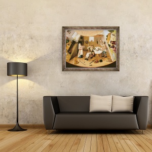Tablou inramat - Hieronymus Bosch - Lacomia, detalii din tabelul celor sapte pacate mortale si cele patru ultime lucruri, 60 x 80 cm - Img 2