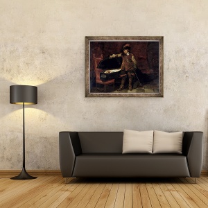Tablou inramat - Hippolyte Delaroche - Oliver Cromwell 1599-1658 Deschiderea sicriului lui Carol I 1600-49 1831, 60 x 80 cm - Img 2