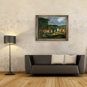 Tablou inramat - Hippolyte Lecomte - Prizonierii englezi de la Astorga fiind prezentati lui Napoleon Bonaparte 1769-1821 in 1809, detaliu I, 60 x 80 cm - Img 2