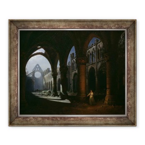 Tablou inramat - Hippolyte Victor Valentin Sebron - Interiorul unei abatii in ruine, 50 x 60 cm