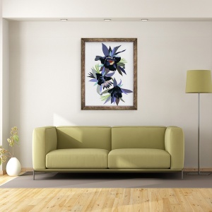 Tablou inramat - Hiroyuki Izutsu - Floare imaginara neagra, 70 x 90 cm - Img 2