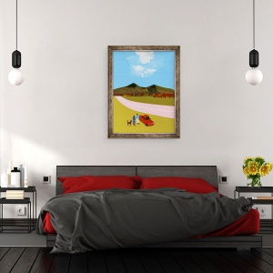Tablou inramat - Hiroyuki Izutsu - O excursie cu cuplul si cainele lor., 60 x 80 cm - Img 3