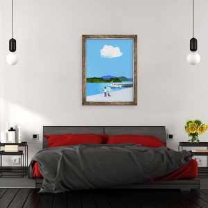 Tablou inramat - Hiroyuki Izutsu - Pescuitul in port., 60 x 80 cm - Img 3