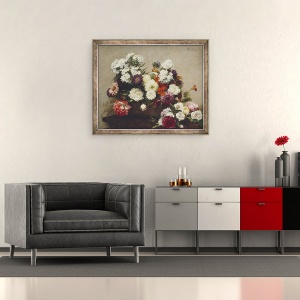 Tablou inramat - Ignace Henri Jean Fantin-Latour - Natura statica cu flori, 50 x 60 cm - Img 2