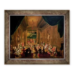 Tablou inramat - Ignaz Unterberger - Ceremonia de initiere intr-o Loja masonica vieneza in timpul domniei lui Iosif al II-lea, cu Mozart asezat pe extrema stanga, 70 x 85 cm