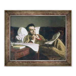 Tablou inramat - Ilya Efimovich Repin - Portretul lui Mikhail Glinka la momentul componentei sale a operei Ruslan si Ludmilla, 70 x 85 cm