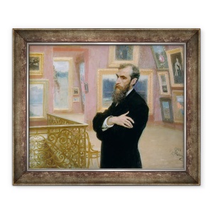 Tablou inramat - Ilya Efimovich Repin - Portretul lui Pavel Tretyakov 1832-98 in Galerie, 50 x 60 cm