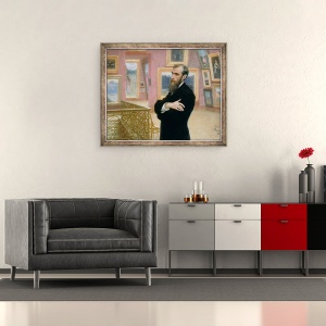 Tablou inramat - Ilya Efimovich Repin - Portretul lui Pavel Tretyakov 1832-98 in Galerie, 50 x 60 cm - Img 2