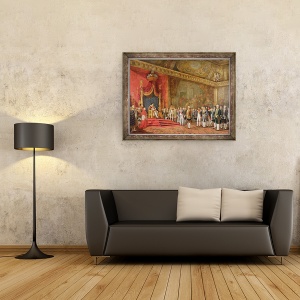 Tablou inramat - Innocent Louis Goubaud - Napoleon 1769-1821 Primirea delegatiei din Senatul Roman, 60 x 80 cm - Img 2