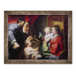 Tablou inramat - Jacob Jordaens - Fecioara si Pruncul cu SS Zaharia, Elisabeta si Ioan Botezatorul, 70 x 90 cm