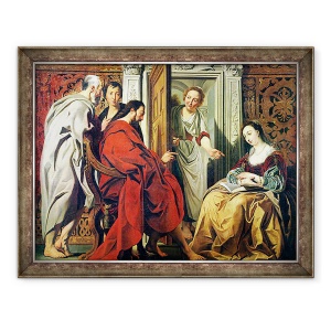 Tablou inramat - Jacob Jordaens - Hristos la Casa Marta si Maria din Betania, 60 x 80 cm