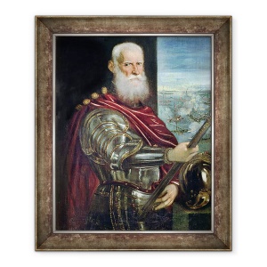 Tablou inramat - Jacopo Robusti Tintoretto - Portret De Sebastiano Vernier d.1578 Comandant-sef al fortelor venetiene in razboiul impotriva Imperiului Otoman, 70 x 85 cm