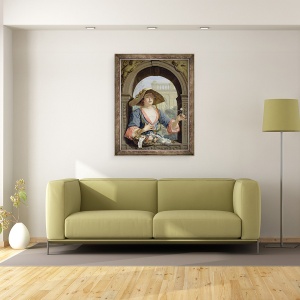 Tablou inramat - Jacques Ignatius de Roore - Portretul Stapanei Artistului M.C. Cremeri, 60 x 80 cm - Img 2