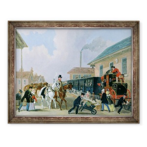 Tablou inramat - James Pollard - Looth-Londra Royal Mail Calatorind cu trenul de la Peterborough Est in decembrie 1845 ulei pe panza, 70 x 90 cm