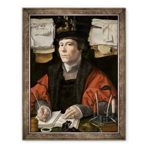 Tablou inramat - Jan Gossaert - Portretul unui comerciant, 70 x 90 cm