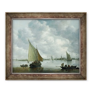 Tablou inramat - Jan Josephsz van Goyen - Barca de pescuit intr-un estuar, 70 x 85 cm