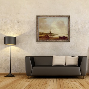Tablou inramat - Jan Josephsz van Goyen - Vedere din Rhenen din vest, 60 x 80 cm - Img 2