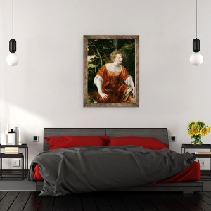 Tablou inramat - Jan Massys - Tanara fata intr-un peisaj, 70 x 90 cm - Img 3
