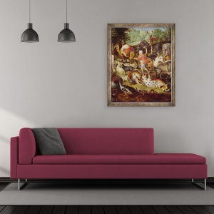 Tablou inramat - Jan Snellinck - Arca lui Noe, detaliu pe partea dreapta, 70 x 85 cm - Img 2
