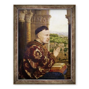 Tablou inramat - Jan van Eyck - Rolin Madonna La Vierge de Chancelier Rolin detaliu al cancelarului Nicolas Rolin 1376-1462 c.1435, 70 x 90 cm
