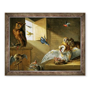 Tablou inramat - Jan van Kessel the Elder - O familie de bufnite, 60 x 80 cm
