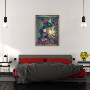 Tablou inramat - Jan van Os - Flori intr-o vaza cu cuib de pasare, 70 x 90 cm - Img 3